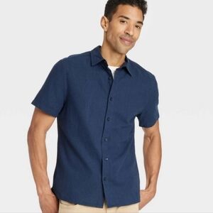Goodfellow & Co The Vacay Button-up Shirt XL Navy Blue Linen Cotton. NWT